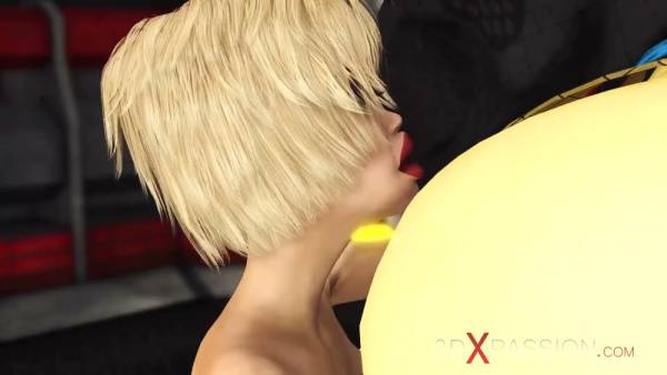 Submissive blonde submits to sci-fi dominator in cartoonish pyramid fantasy on adultfans.net