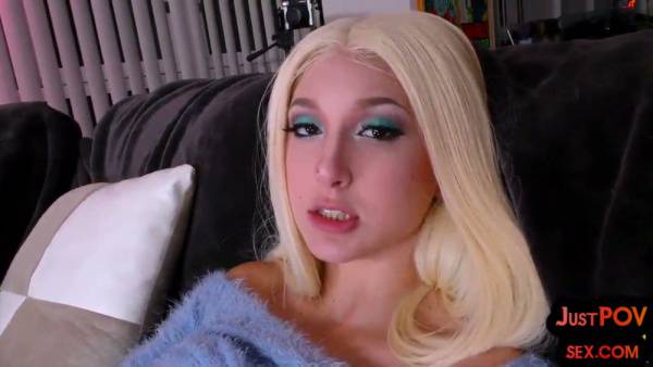 Blonde with pierced nipples rides and takes it from behind on the living room carpet on adultfans.net