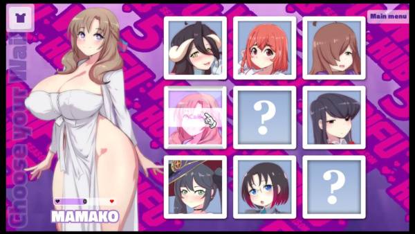 Succubus character teases in animated game parody with digital waifu interface on adultfans.net