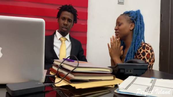 Employee pleases her Black boss in the office with deep oral and double penetration on adultfans.net