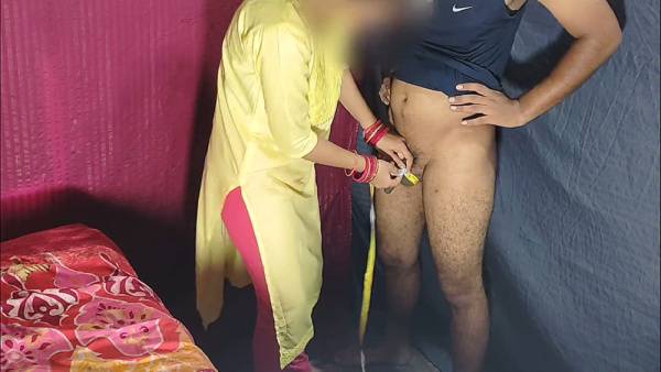 Desi neighbor in traditional clothes gives an eager blowjob after pulling down his pants on adultfans.net