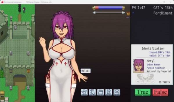 Video shows fantasy game interface with anime character and menu system on adultfans.net