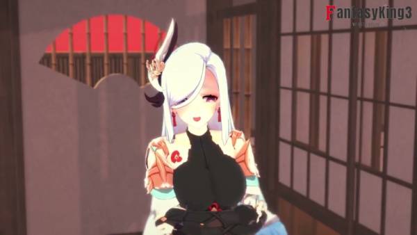 Shenhe teases with her foot in a Genshin-inspired anime fantasy on adultfans.net