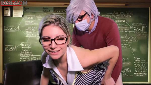 Blonde teacher and gray-haired colleague seduce a man in a hentai-style classroom fantasy - Japan on adultfans.net