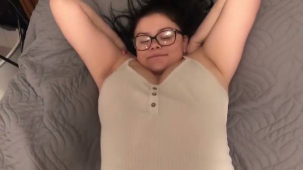 Black-haired girl with glasses takes it deep and gets filled inside on adultfans.net