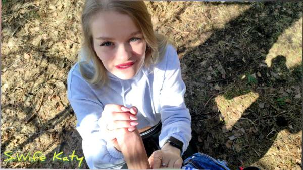 Blonde takes a forest walk too far with a cumshot on her ass on adultfans.net
