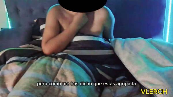 Young Latina amateur shows off her bare ass in a dim blue-lit bedroom on adultfans.net