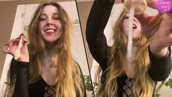Blonde hangs upside down as she takes cumshot in the eye on adultfans.net