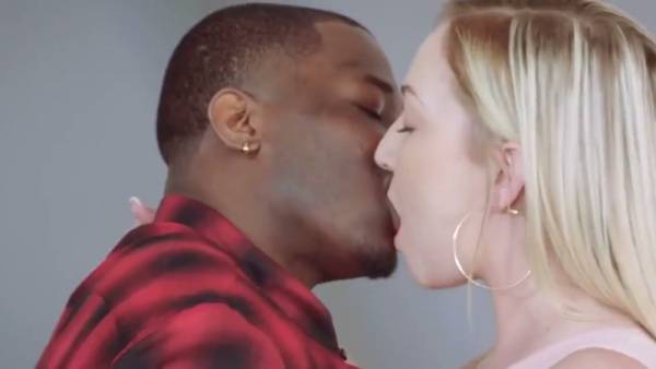 Blonde woman surrenders to her best friend's boyfriend in a passionate interracial encounter on adultfans.net