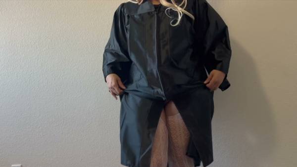 Curvy grad Penelope Plush celebrates with passionate roleplay in lace stockings on adultfans.net