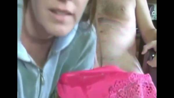 MILF in green jacket gives blowjob with pink lace panties on adultfans.net