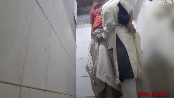 Young adult step-sibling roleplay turns intimate in a tiled bathroom - India on adultfans.net