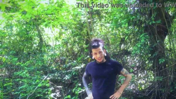 Tattooed Russian man receives an outdoor handjob from a woman in athletic pants - Russia on adultfans.net