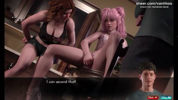 Pink-haired girl in lace gets slapped and facialed after kitchen dinner turns wild on adultfans.net