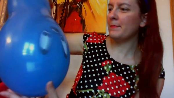 Redhead in polka dot dress rides huge blue dildo to orgasm on adultfans.net