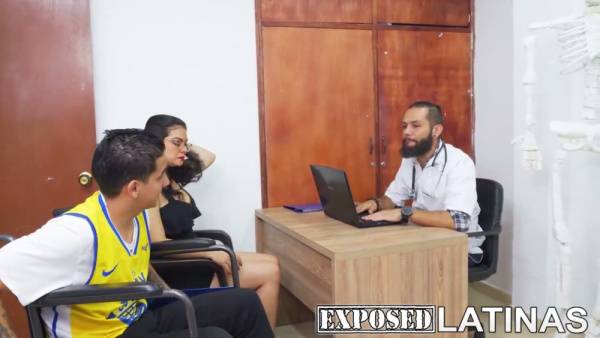 Latina MILF Sofia Larson joins two men in a passionate office threesome on adultfans.net