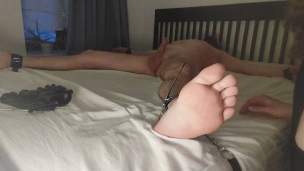 Bound and helpless under relentless armpit and foot tickling torture with a stuffy gag on adultfans.net