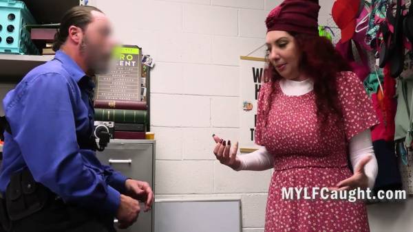 Redhead PAWG punished for shoplifting in the office backroom on adultfans.net