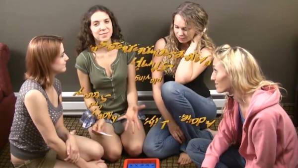 Skinny teen roommates turn a dorm hangout into a striptease game on adultfans.net