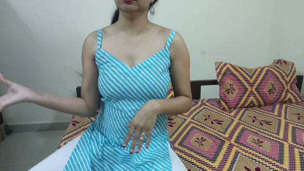 Indian wife Saara bhabhi teases in striped dress before fingering herself on the bed - India on adultfans.net