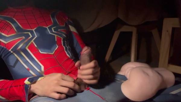 Thai man in Spider-Man costume explores his bare ass alone - Thailand on adultfans.net