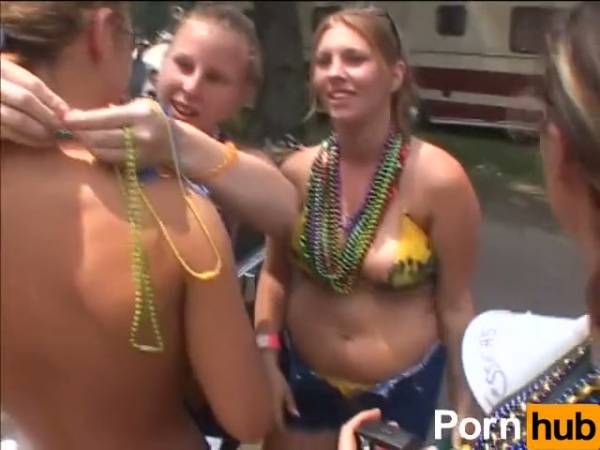 Women strip down and expose themselves during a wild beach party on a marina on adultfans.net