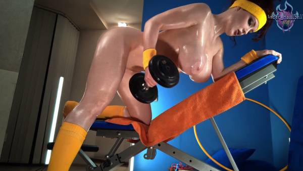 Oiled gym queen dominates her workout with fierce twerking and spanking on adultfans.net