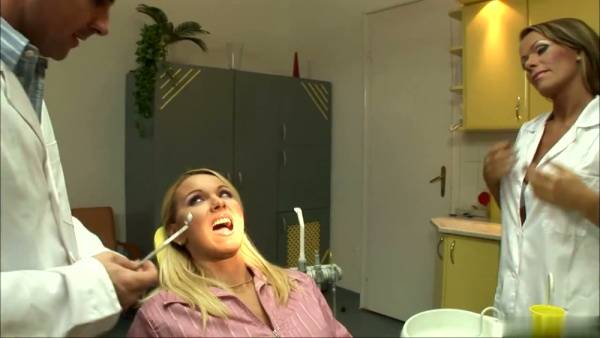 Blonde with big tits gets anal in the dentist's office on adultfans.net