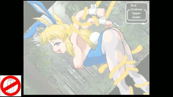 Blonde bunny-eared anime girl captured and taken anally in a fantasy forest on adultfans.net