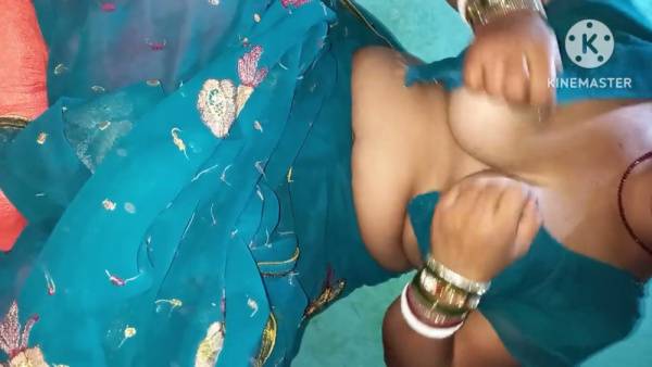 Indian woman explores her clit with blue nails during intimate foreplay - India on adultfans.net