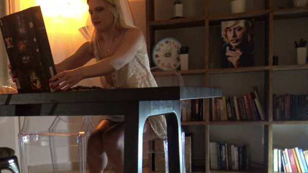 Blonde wife in white dress teases with puzzle then strokes his cock - Usa on adultfans.net