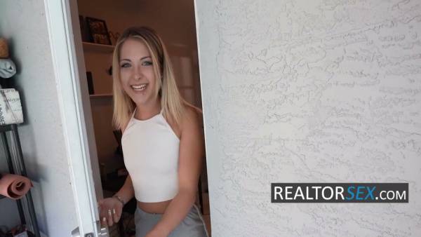 Petite blonde invites the camera into her private apartment with a pole on adultfans.net