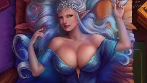 Fantasy art showcase of erotic digital illustrations with voluptuous figures on adultfans.net