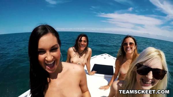 Four young women and one man unleash passion on a sunny boat on adultfans.net