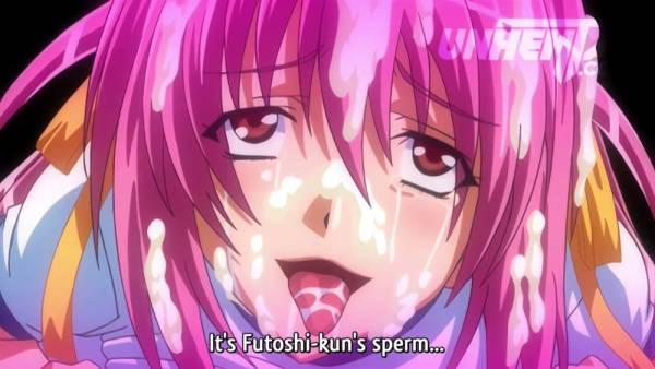Pink-haired anime girl in military uniform takes cumshot from multiple partners on adultfans.net
