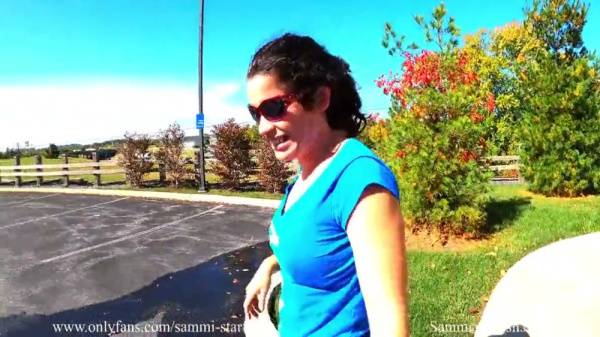 Mature woman explores outdoor spaces in sheer black leggings during a yoga-inspired solo session on adultfans.net