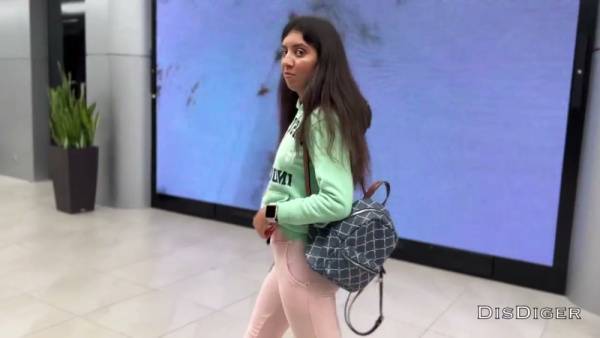 Brave brunette takes him deep in a mall bathroom stall on adultfans.net