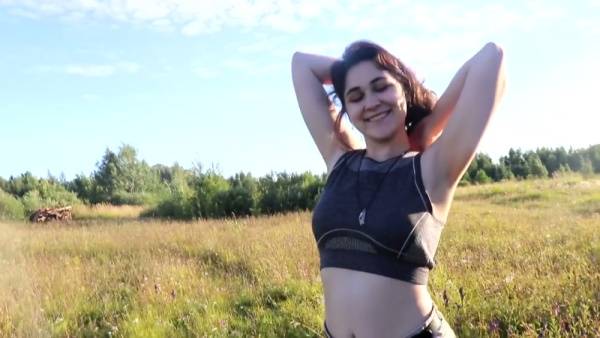 POV blowjob outdoors with handjob in a grassy field on adultfans.net