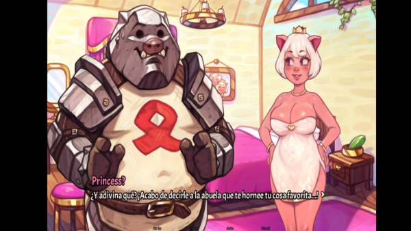 Billy the armored pig stands before the royal door in a fantasy realm on adultfans.net
