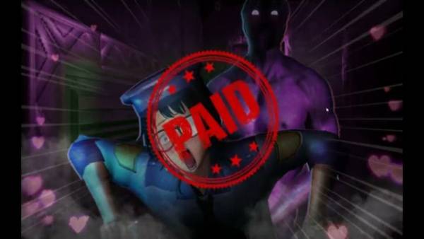 Neon-lit cosplay party turns to strapon domination in a digital parody world on adultfans.net