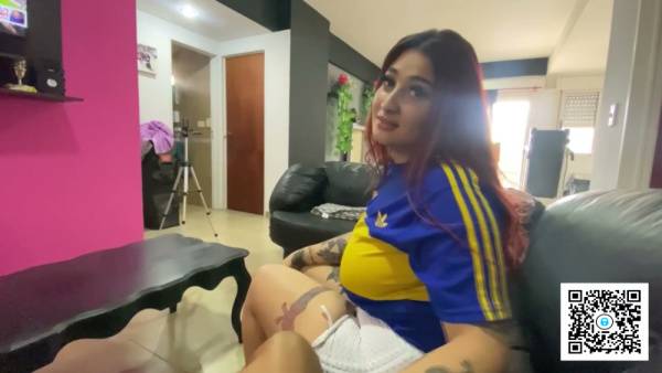 Brother's Argentine girlfriend gets ravaged in her soccer jersey during a match at home - Argentina on adultfans.net