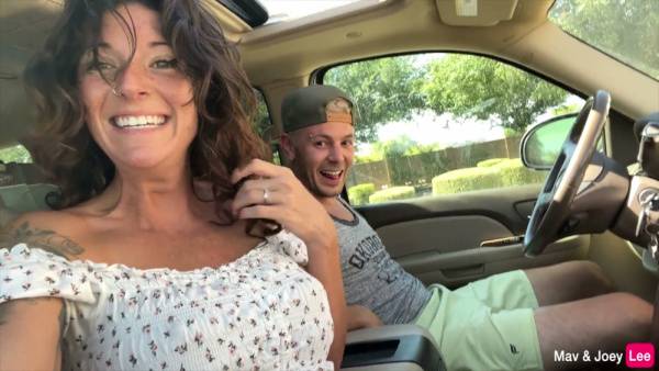 Tattooed brunette ignites passion in a car after church on adultfans.net