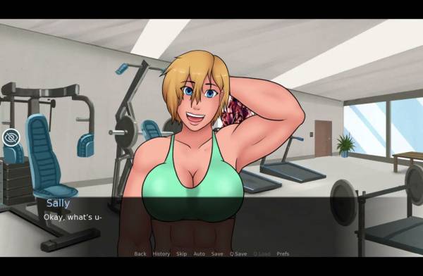 Muscular futanari Sally takes her submissive partner anally in the locker room on adultfans.net